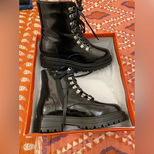 RAID Wide Fit Sofia flatform boots with eyelet detail